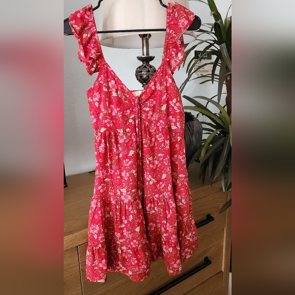 Band of the Free Vibrant Red Floral Dress